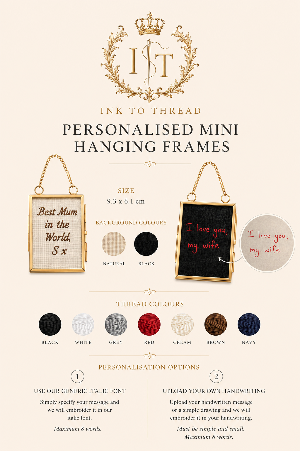 personalised mini hanging frames