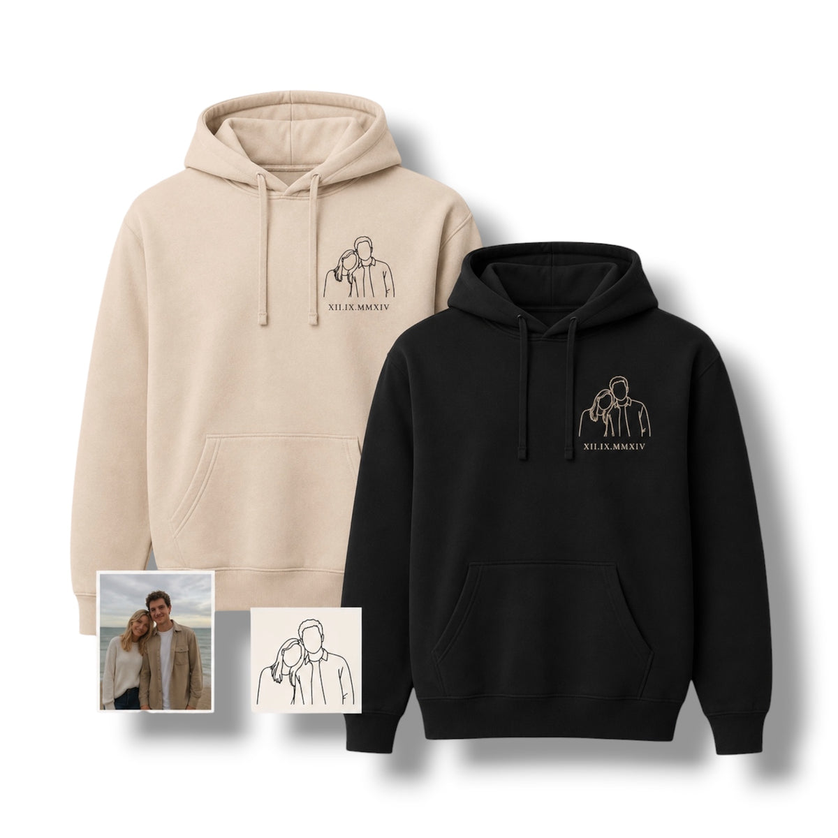 Photo outline embroidered clothing