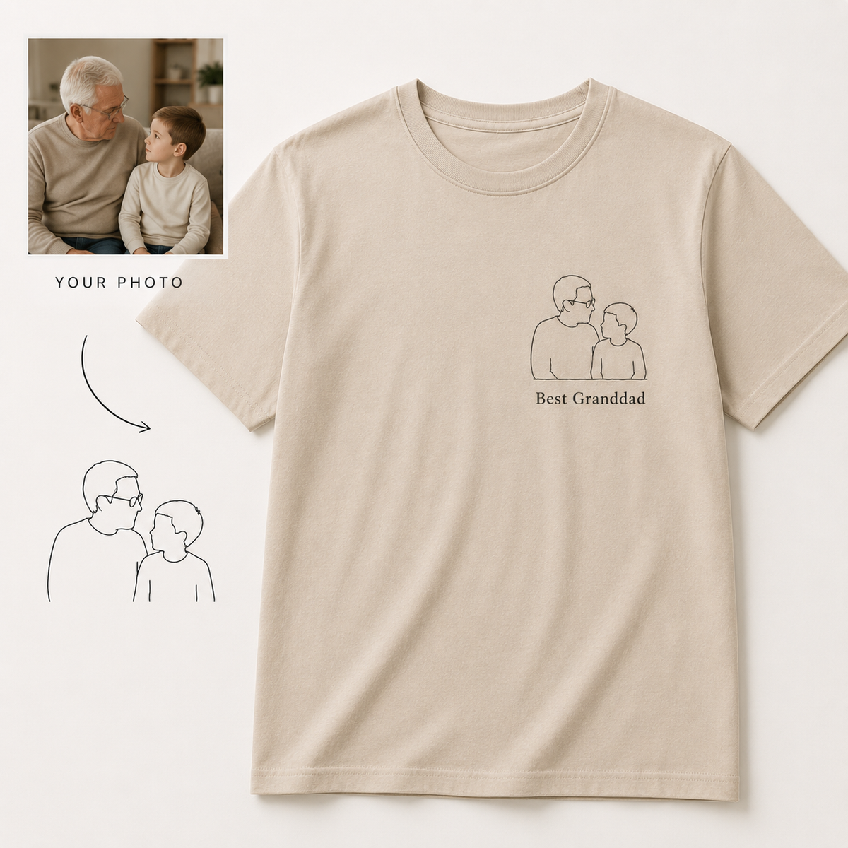 Photo outline embroidered clothing