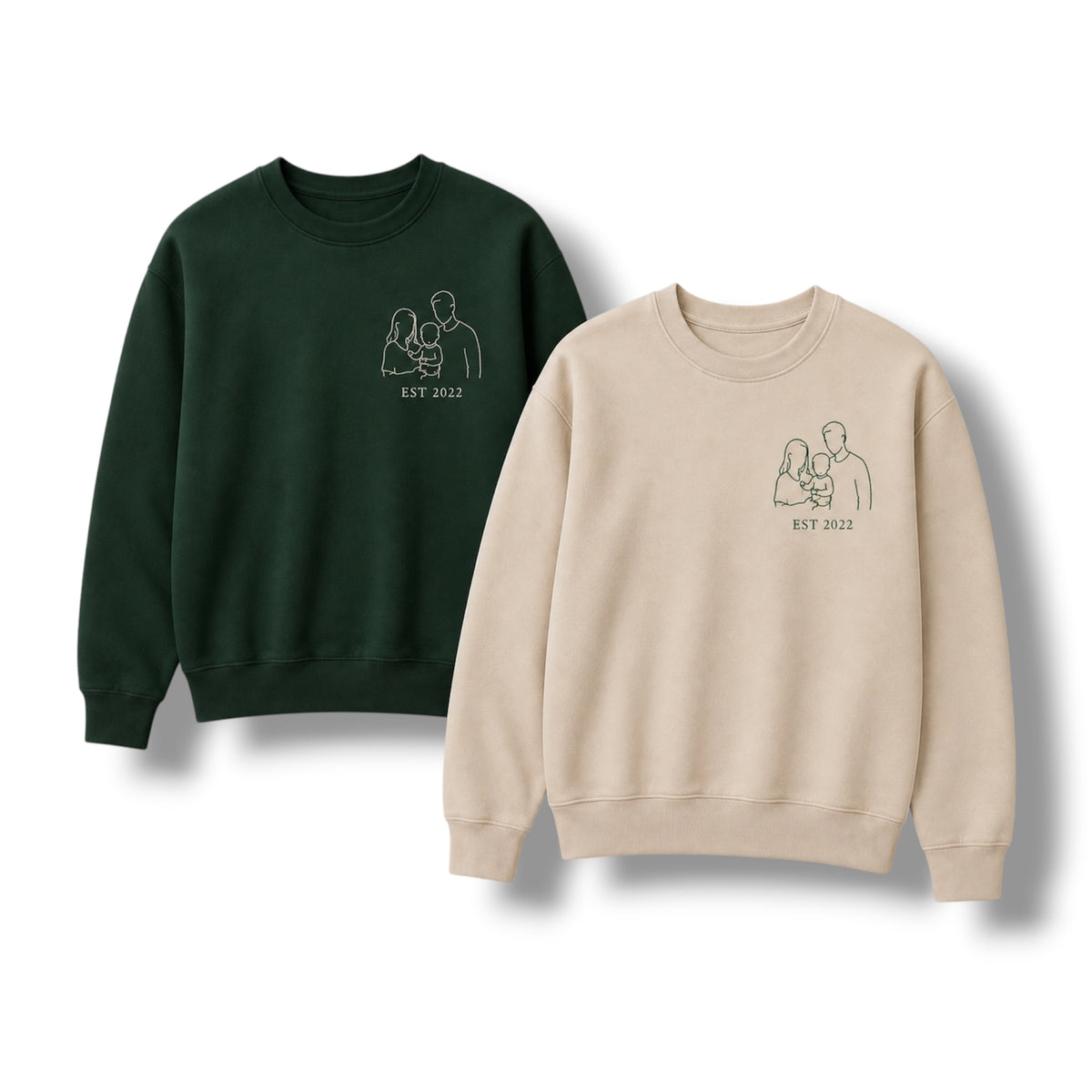 Photo outline embroidered clothing