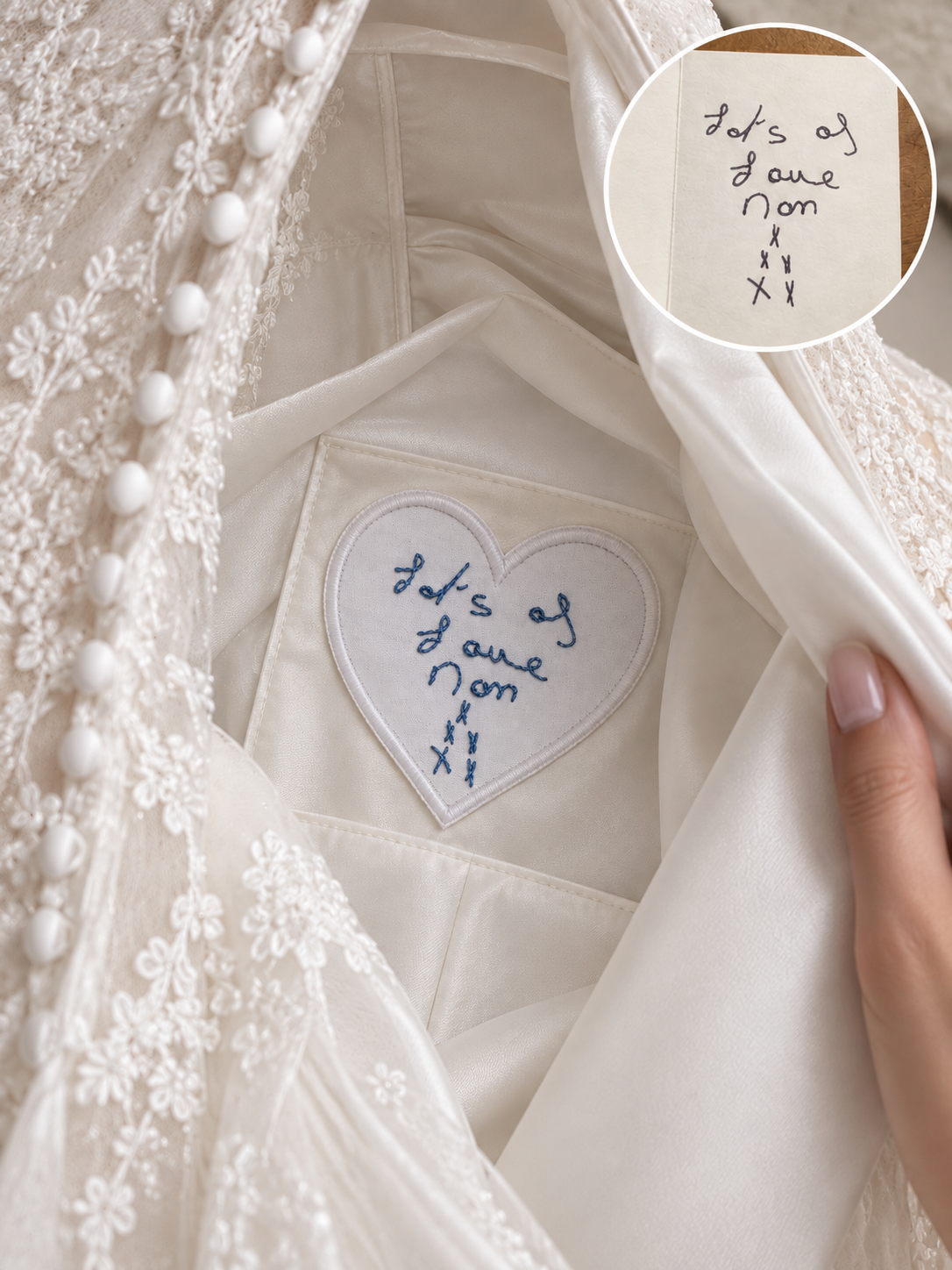 Wedding dress handwriting patch